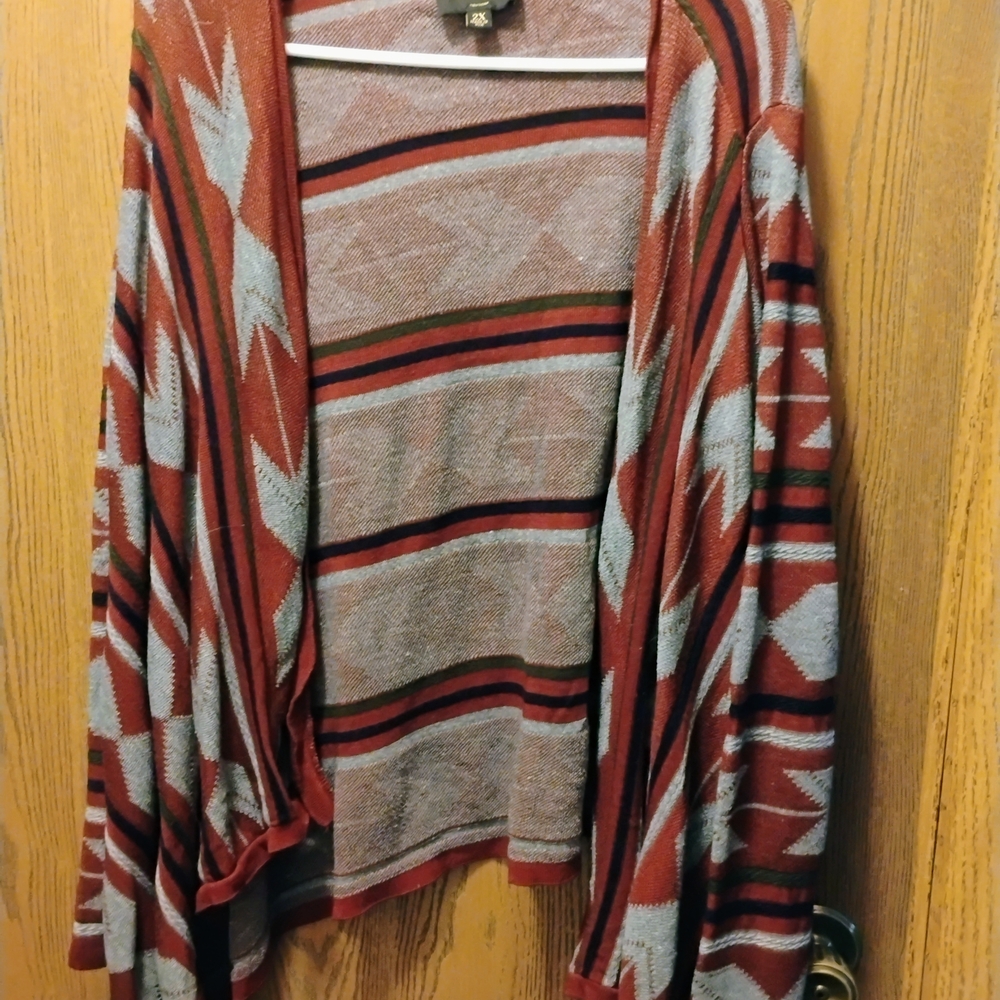Absolutely Creative Worldwide Red and Gray Cardigan